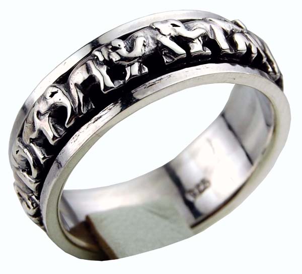 Silver Ring  Elephant Spinner 925 Sterling