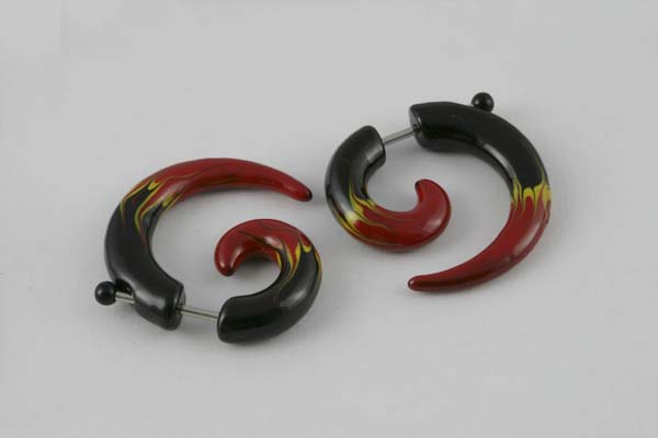 Body Piercing Fake Spiral Black/Red 2pcs