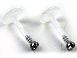 Body Piercing Labret Bioplast Clear 2pcs