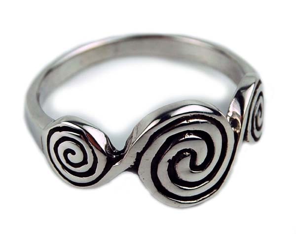 Silver Ring  Triple Swirls 925 Sterling