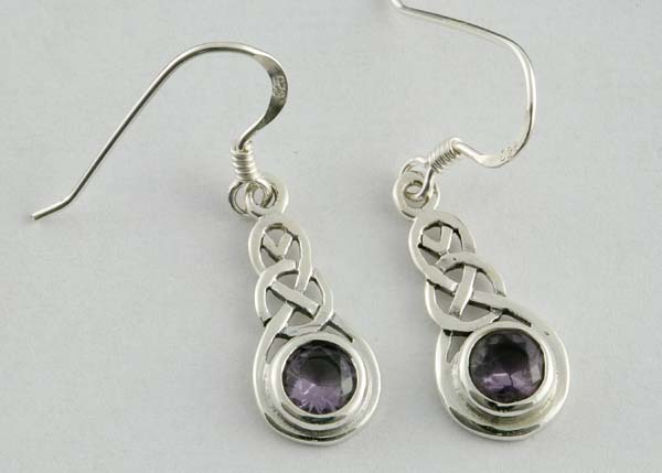 Silver Earring  Amethyst Stone 925 Sterling Silver
