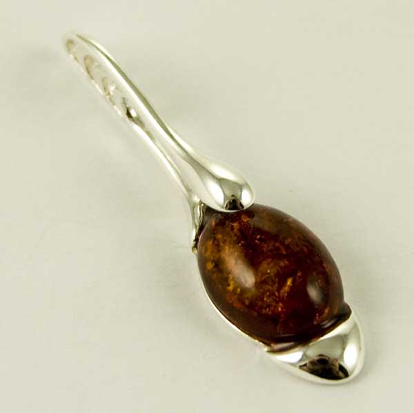Amber Pendant Oval Stone Cognac