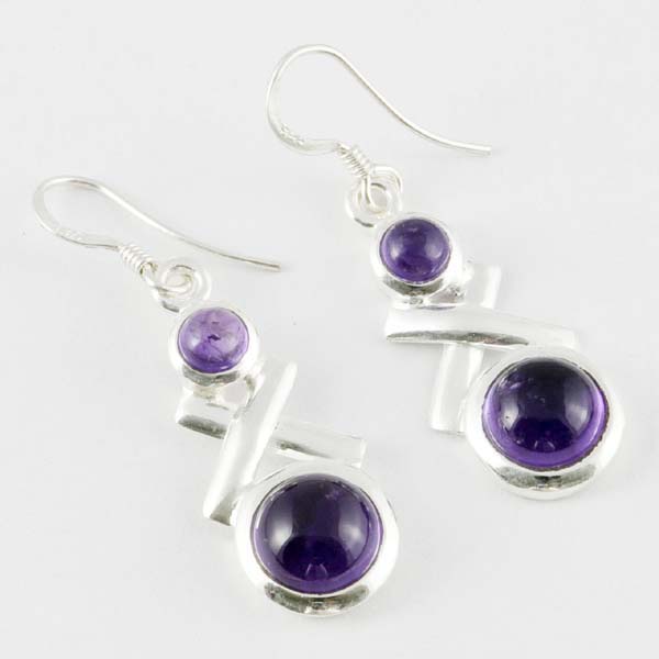 Silver Earring Stones Purple