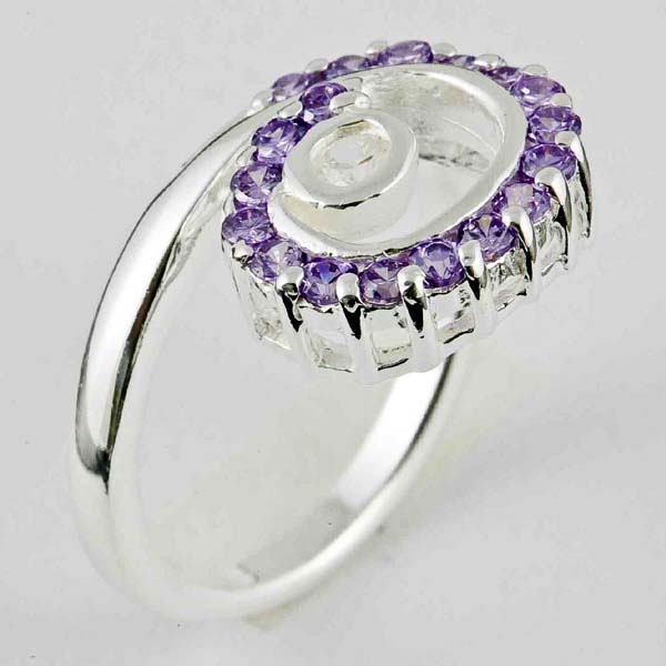 Silver Ring Stone Swirl Purple