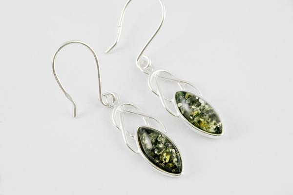 Amber Earring Eye Shape Green