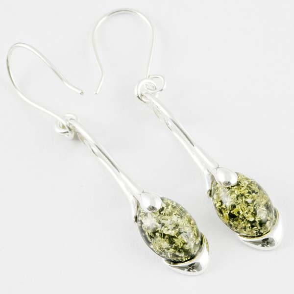 Amber Earring Oval Green