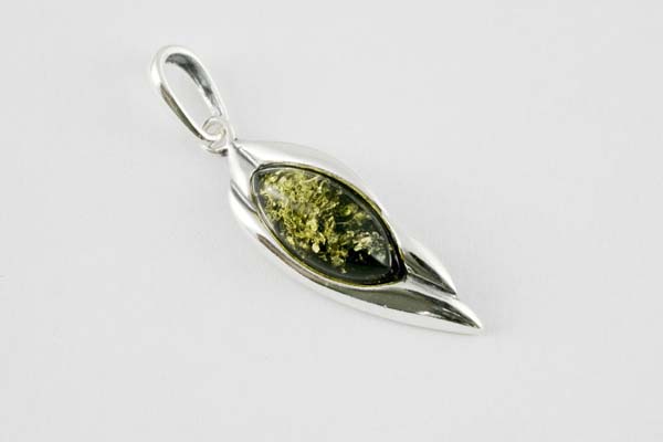 Amber Pendant Eye Shape Green