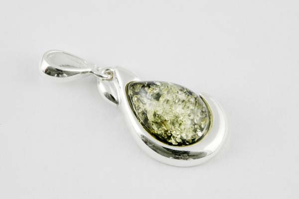 Amber Pendant Oval Stone Green