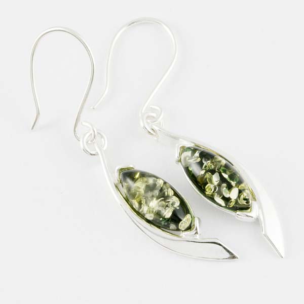 Amber Earring Eye Shape Green