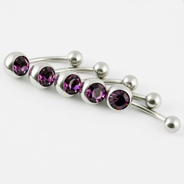 Body Piercing Belly Bar 10mm Amathyst 5pcs