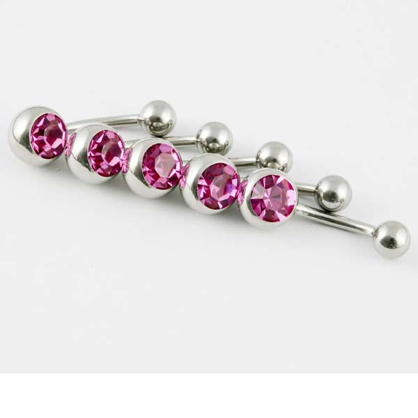 Body Piercing Belly Bar 10mm Pink 5pcs