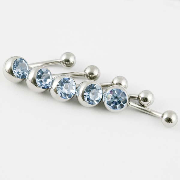 Body Piercing Belly Bar 10mm Aqua 5pcs