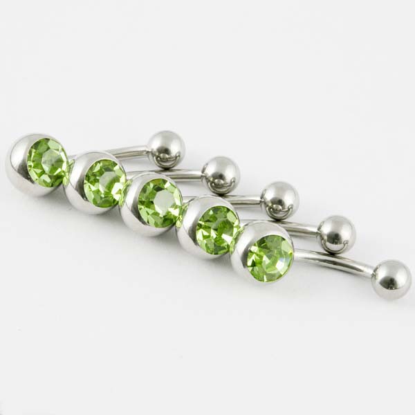 Body Piercing Belly Bar 10mm Peridot 5pcs
