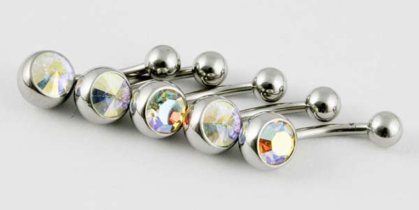 Body Piercing Belly Bar 10mm Rainbow 5pcs