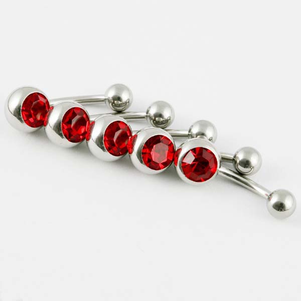 Body Piercing Belly Bar 10mm  Red 5pcs