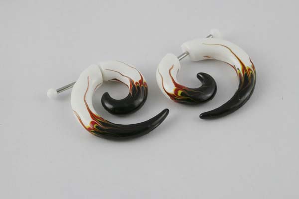 Body Piercing Fake Spiral Black/White 2pcs