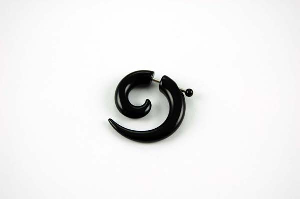 Body Piercing Stud Fake Stretcher Curly Black 2pcs