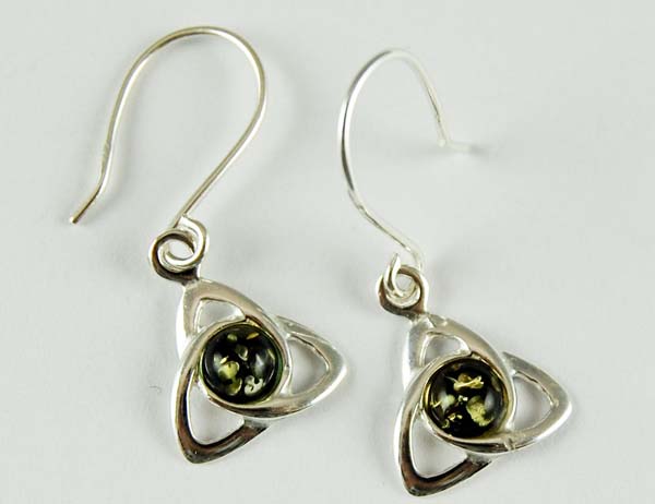 Earring Amber Green Celtic Circle