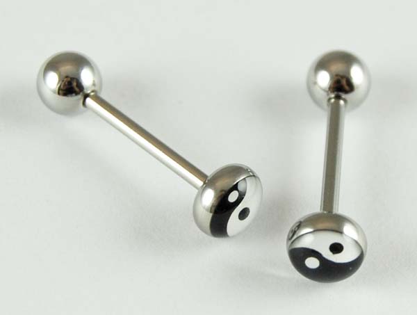 Body Piercing Barbell Logo Ying Yang 2pcs