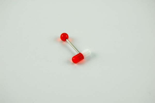 Body Piercing Barbell Pill Red And White 2pcs In A Pack