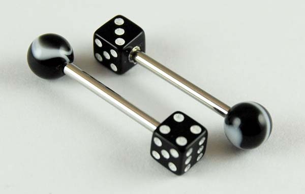 Body Piercing Barbell Dice Black 2pcs
