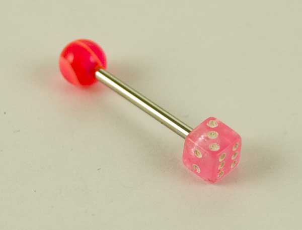Body Piercing Barbell Dice Pink 2pcs