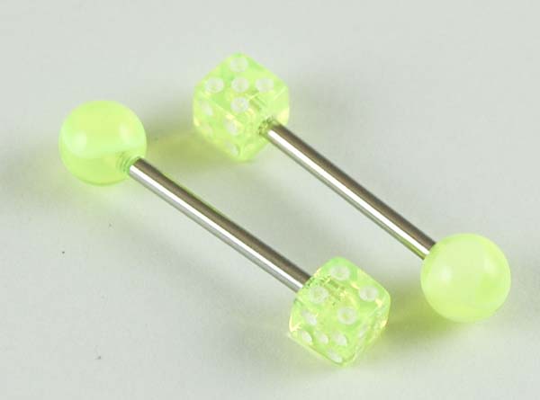 Body Piercing Barbell Dice Yellow 2pcs