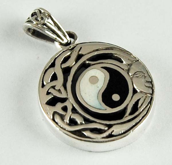 Pendant Silver Ying Yang With Fancy Celtic Rim