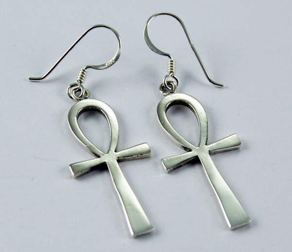 Earring Silver Ankh Plain