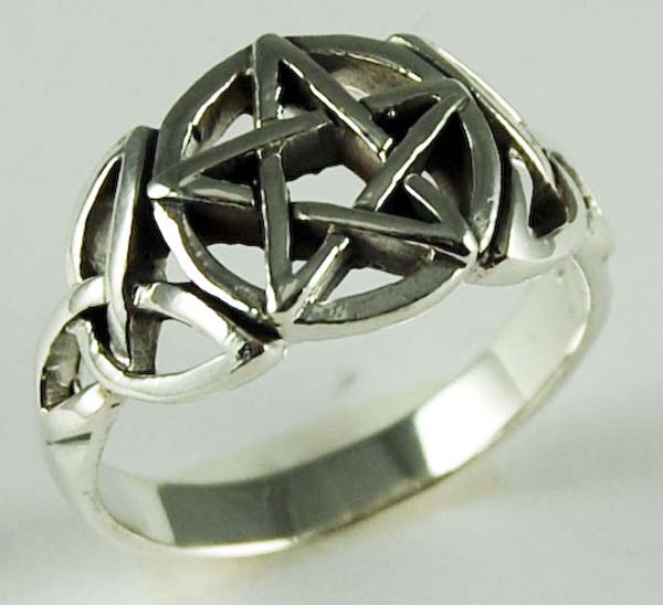 Ring Silver Pentagram Cut With Celtic Sides