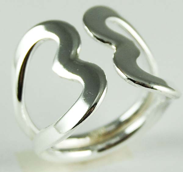 Ring Silver Double Heart Cut