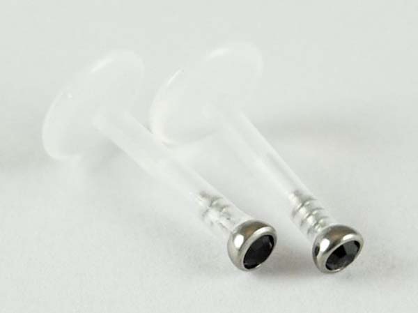 Body Piercing Labret Bioplast Black 2 Pcs