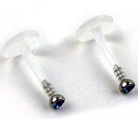 Body Piercing Labret Bioplast Blue 2pcs