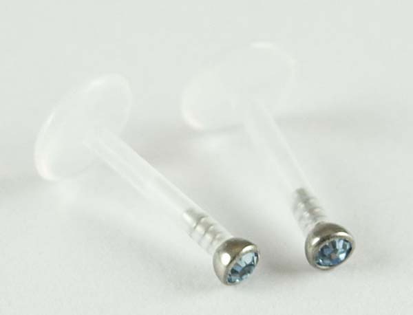 Body Piercing Labret Bioplast Turquoise 2 Pcs