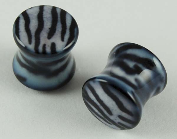 Body Piercing Plug Acrylic 8mm Zebra 2pcs