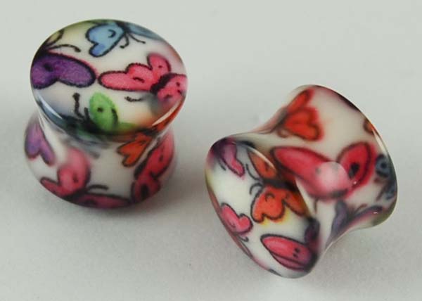 Body Piercing Plug Acrylic 10mm Butterflies  2pcs