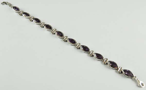 Bracelet Silver Amethyst Cut