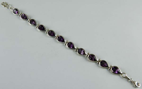 Bracelet Silver Amethyst Cut