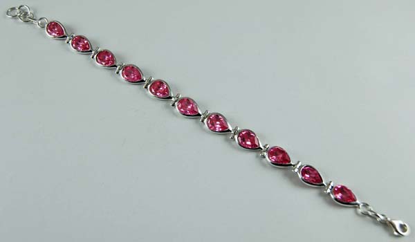 Bracelet Silver Rose Quartz Cut