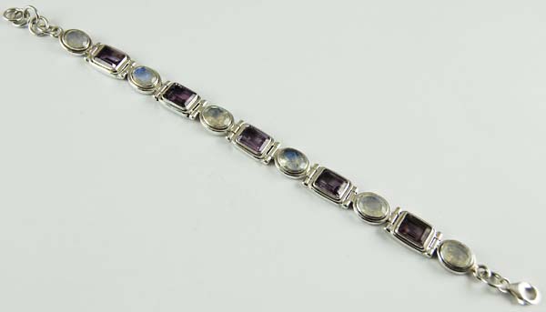 Bracelet Silver Moonstone Cut