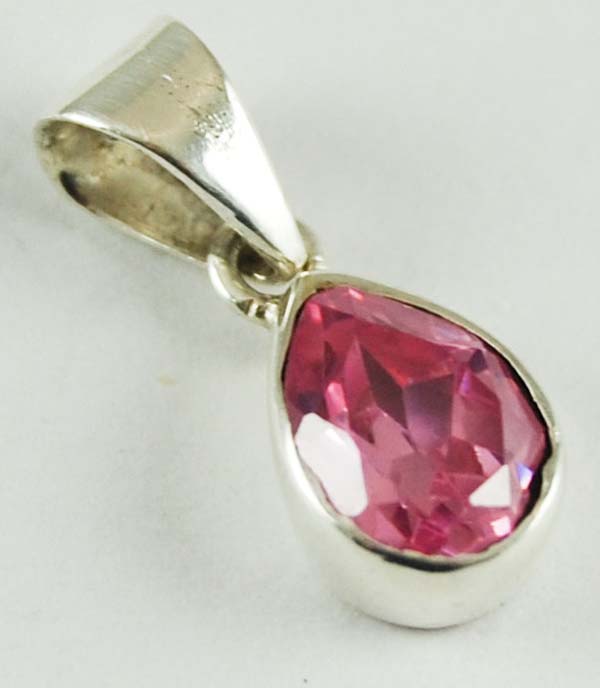 Pendant Silver Rose Quartz Cut