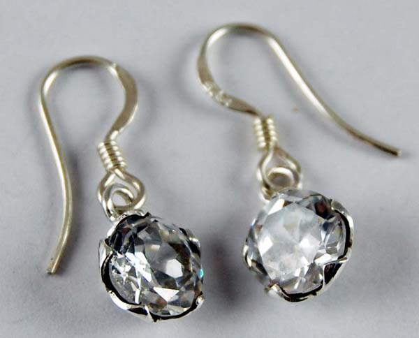 Earring Silver Clear Cut