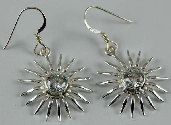 Earring Silver Clear Quartz