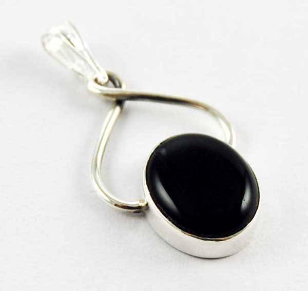 Pendant Silver Black Onyx Oval Shape