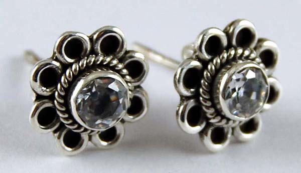 Earring Silver Stud Clear