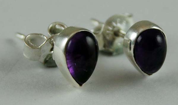 Earring Silver Stud Amethyst