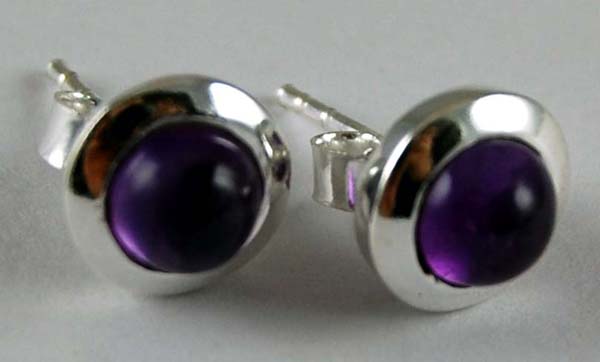 Earring Silver Stud Amethyst