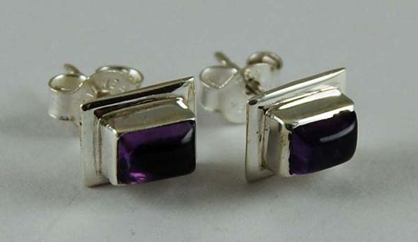 Earring Silver Stud Amethyst
