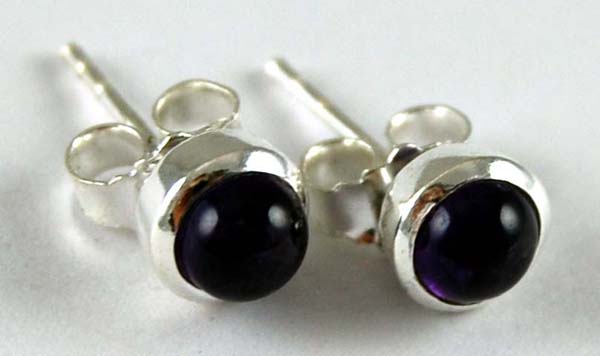 Earring Silver Stud Amethyst