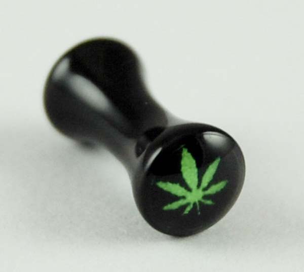 Body Piercing Plug 3mm Cannabis Leaf